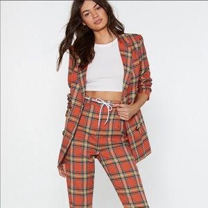 NWT Plaid Nasty Gal Pant Suit
